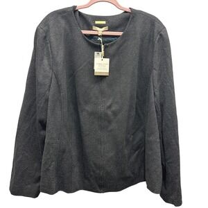 Talbots Women's Blazer Jacket Knit Italian Fabric Gray Size 24W Plus Career Zip